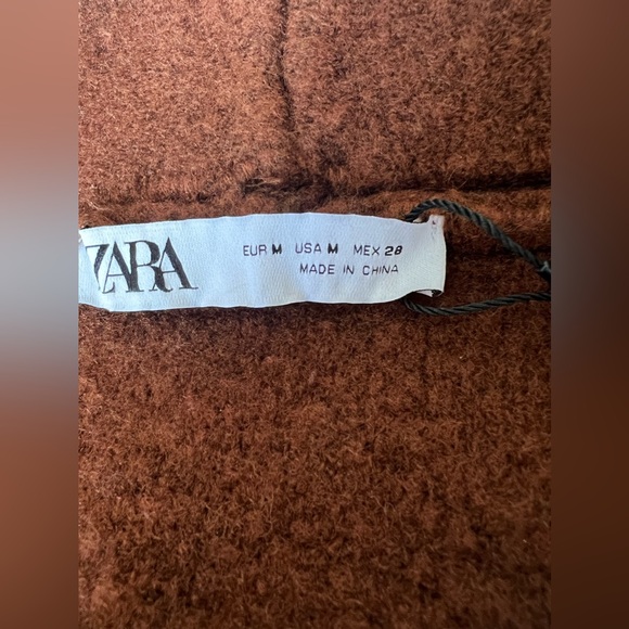 NWT ZARA TURNED UP CUFF KNIT COAT Brown Size M - Picture 4 of 14